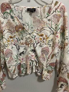 Women’s Topshop Leopard/Floral Print Ruched Crop Top, 8Pet